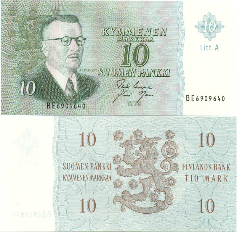 10 Markkaa 1963 Litt.A BE6909640 kl.8